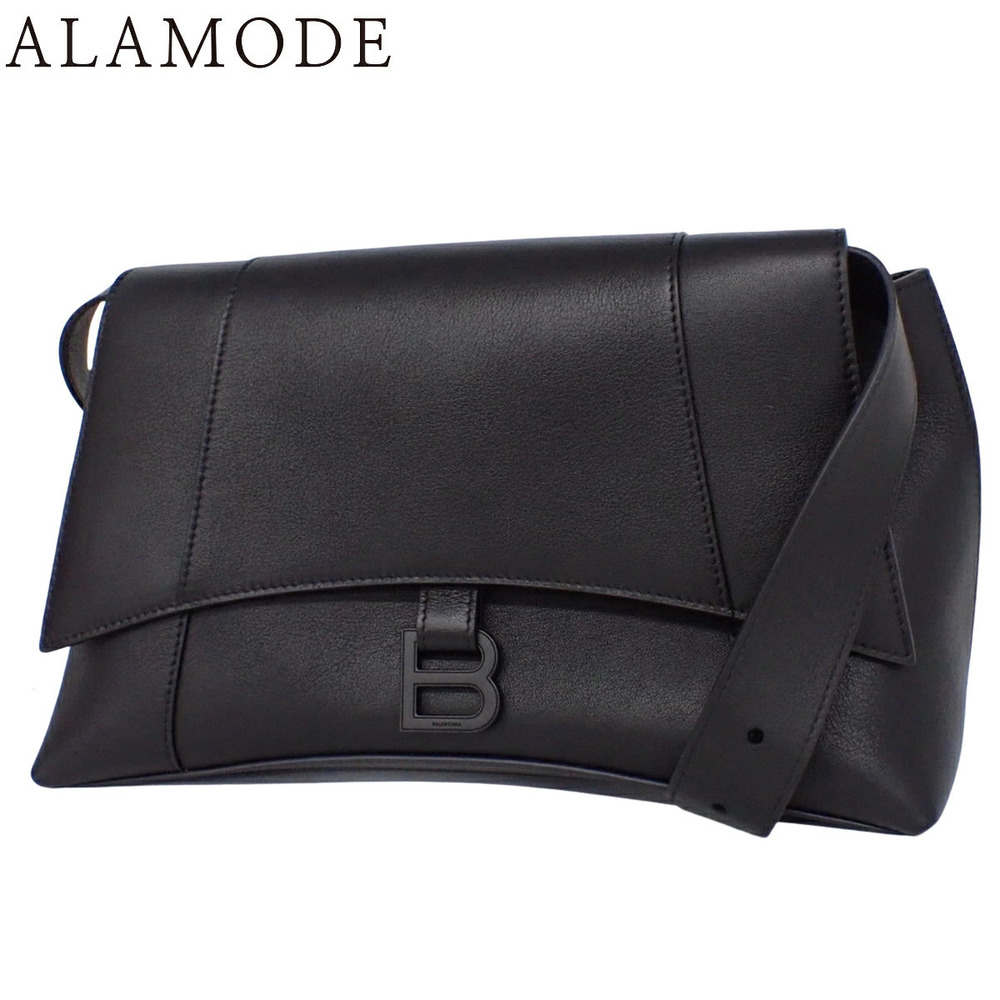 Balenciaga Downtown Leather Shoulder Bag Black